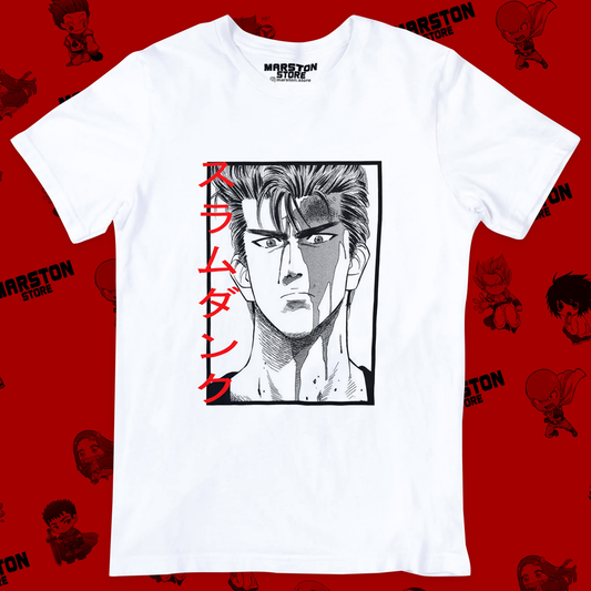 Polera blanca de Slam Dunk con Hanamichi Sakuragi