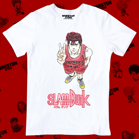 Polera blanca de Slam Dunk con Hanamichi Sakuragi