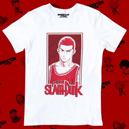 Polera blanca de Slam Dunk con Hanamichi Sakuragi