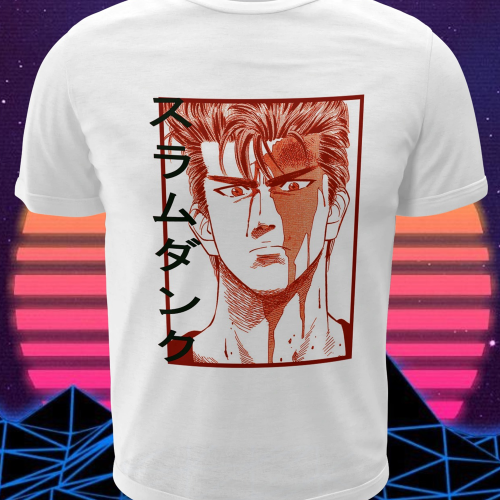 Polera blanca de Slam Dunk con Hanamichi Sakuragi