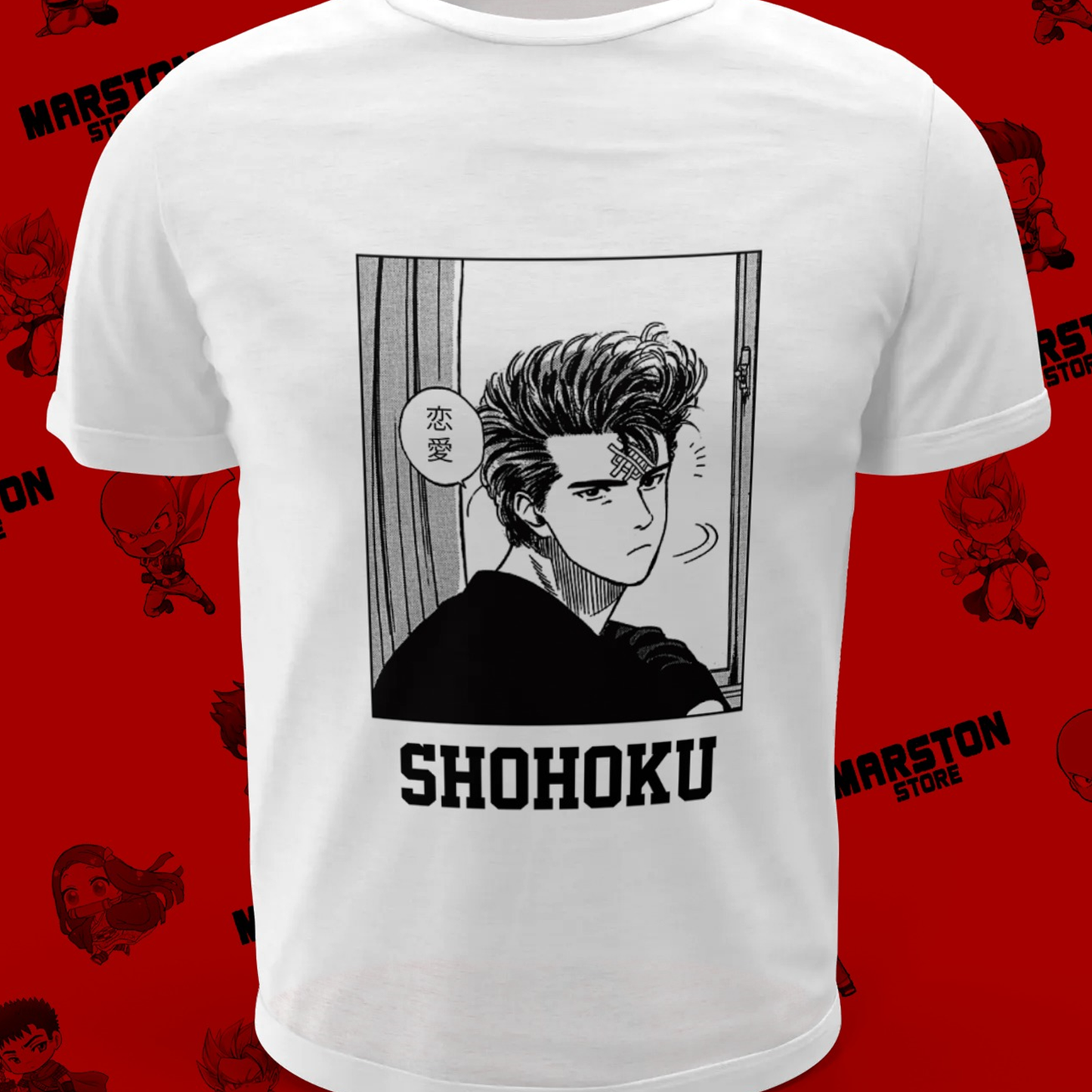 Polera blanca de Slam Dunk con Hanamichi Sakuragi