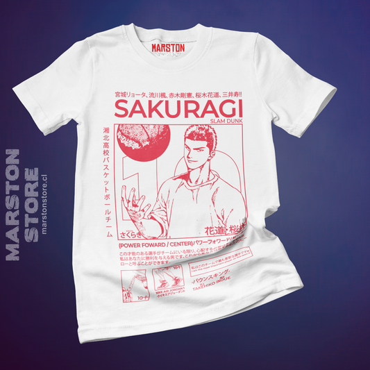Polera blanca de Slam Dunk con Hanamichi Sakuragi