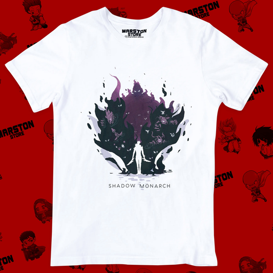 Polera blanca de Solo Leveling con diseño anime