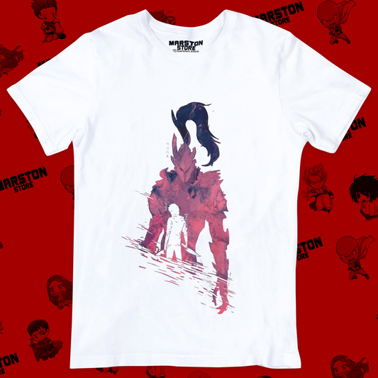 Polera blanca de Solo Leveling con diseño anime