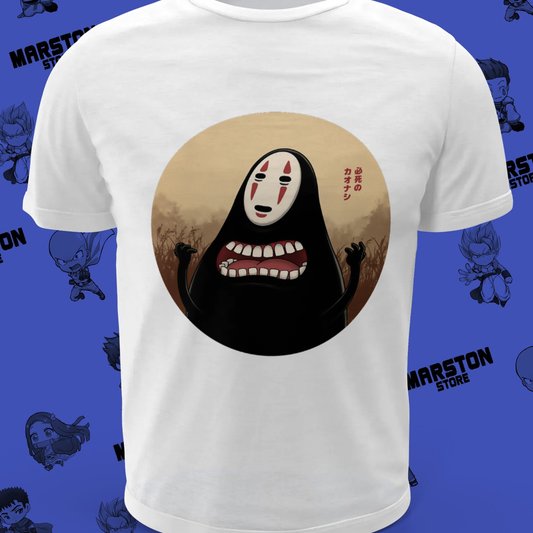Polera blanca de Studio Ghibli: El viaje de Chihiro (Spirited Away) con No-Face (Sin Cara/Kaonashi)