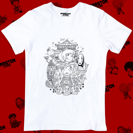 Polera blanca de Studio Ghibli: El viaje de Chihiro (Spirited Away) con No-Face (Sin Cara/Kaonashi)