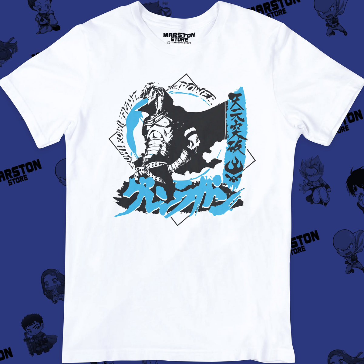 Polera blanca de Tengen Toppa Gurren-Lagann con Kamina