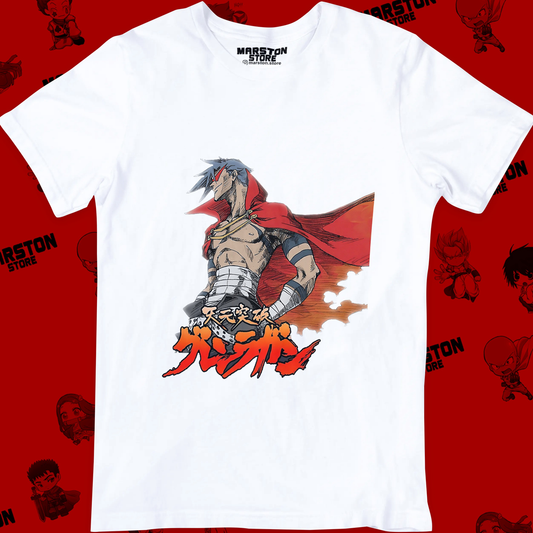 Polera blanca de Tengen Toppa Gurren-Lagann con Kamina