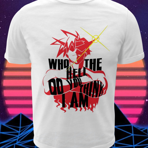 Polera blanca de Tengen Toppa Gurren-Lagann con Kamina