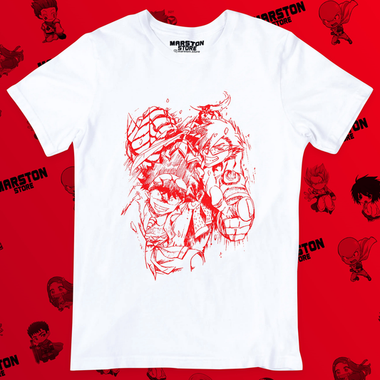 Polera blanca de Tengen Toppa Gurren-Lagann con Kamina y Simon