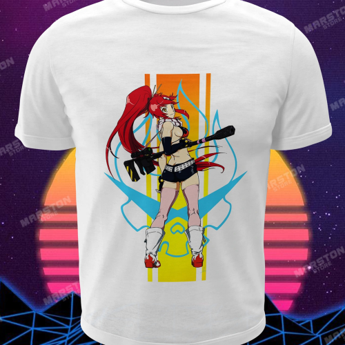 Polera blanca de Tengen Toppa Gurren-Lagann con Yoko Littner