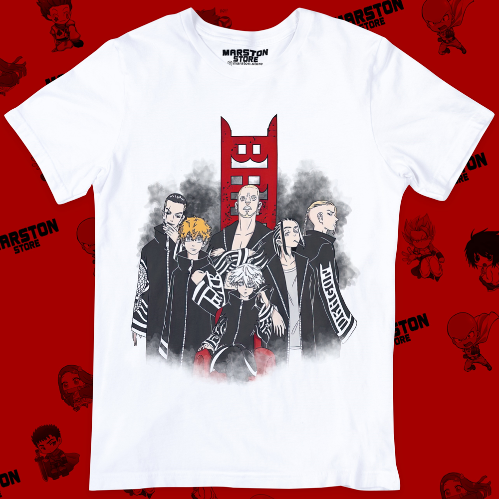 Polera blanca de Tokyo Revengers con diseño de Brahman