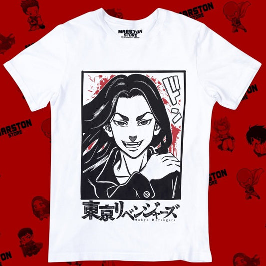 Polera blanca de Tokyo Revengers con Keisuke Baji