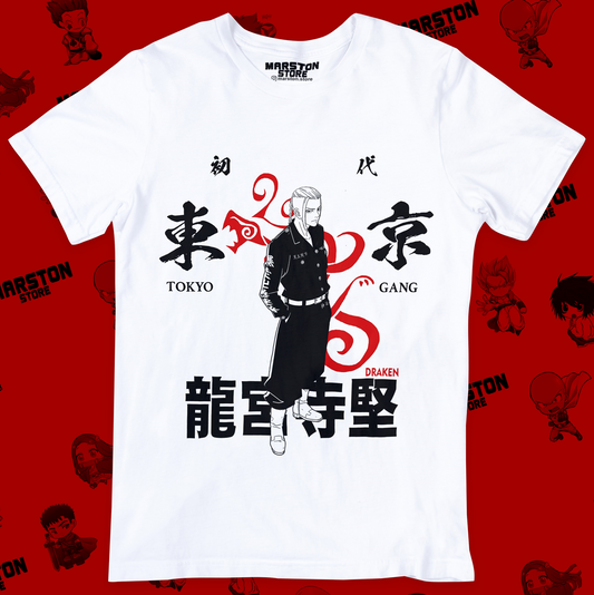 Polera blanca de Tokyo Revengers con Ken Ryuguji (Draken)