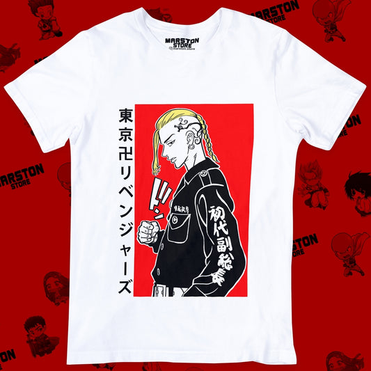 Polera blanca de Tokyo Revengers con Ken Ryuguji (Draken)