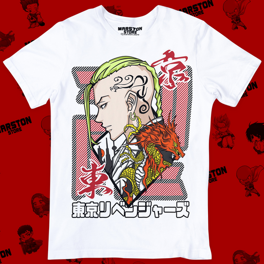 Polera blanca de Tokyo Revengers con Ken Ryuguji (Draken)