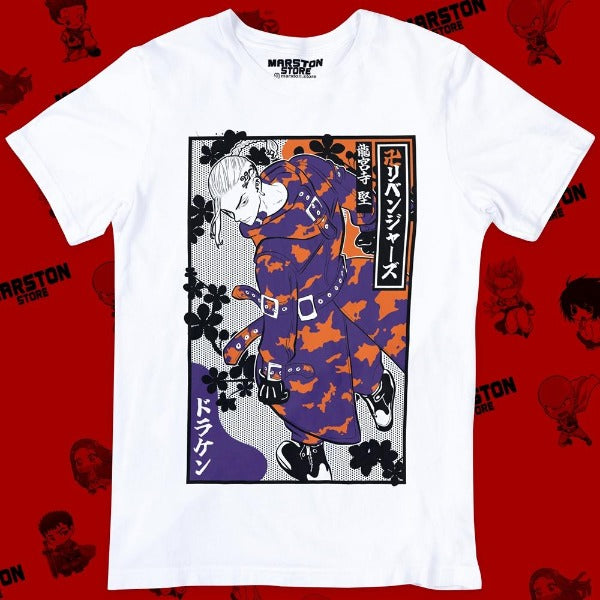 Polera blanca de Tokyo Revengers con Ken Ryuguji (Draken)