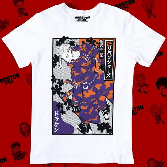 Polera blanca de Tokyo Revengers con Ken Ryuguji (Draken)