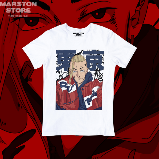 Polera blanca de Tokyo Revengers con Ken Ryuguji (Draken)