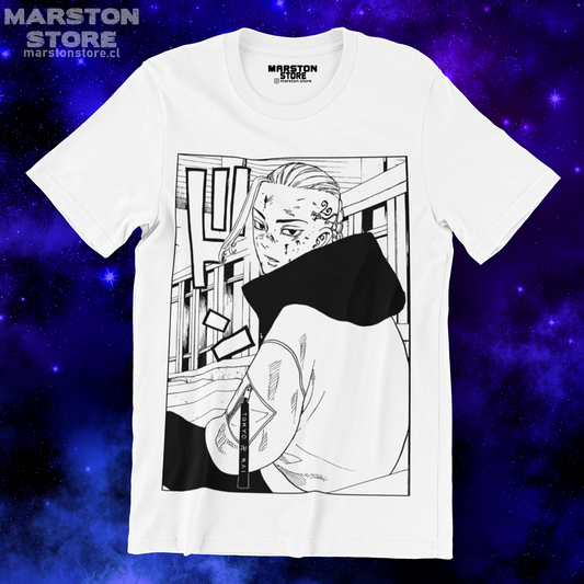 Polera blanca de Tokyo Revengers con Ken Ryuguji (Draken)