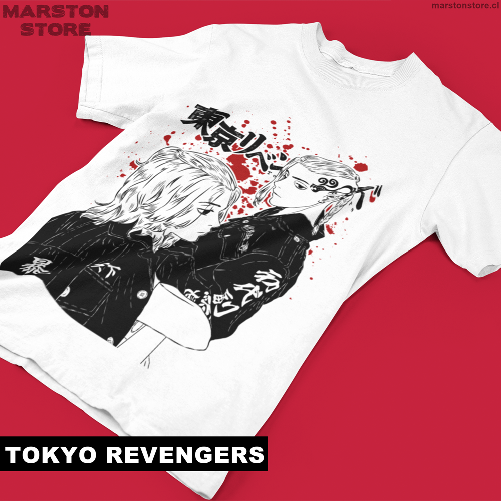 Polera blanca de Tokyo Revengers con Ken Ryuguji (Draken) y Manjiro Sano (Mikey)