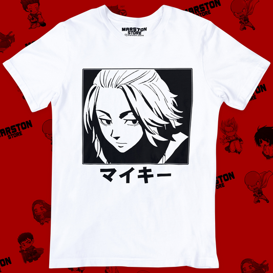 Polera blanca de Tokyo Revengers con Manjiro Sano (Mikey)