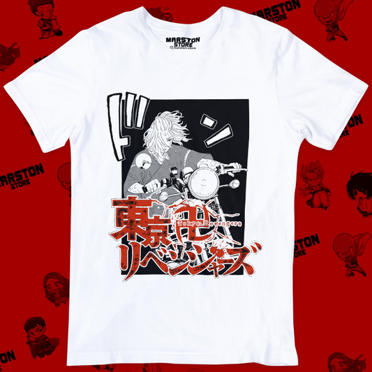 Polera blanca de Tokyo Revengers con Manjiro Sano (Mikey)