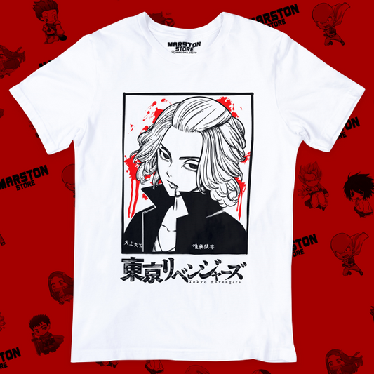 Polera blanca de Tokyo Revengers con Manjiro Sano (Mikey)