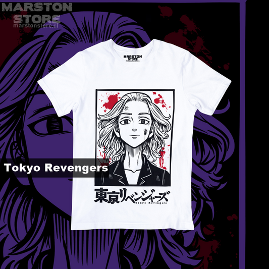 Polera blanca de Tokyo Revengers con Manjiro Sano (Mikey)