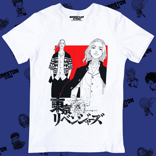 Polera blanca de Tokyo Revengers con Manjiro Sano (Mikey) y Ken Ryuguji (Draken)