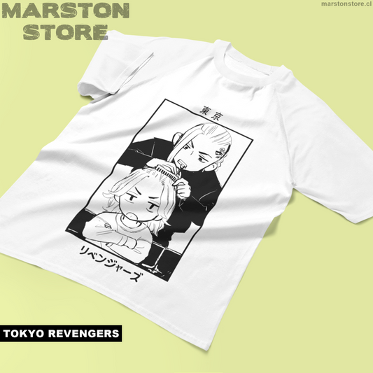 Polera blanca de Tokyo Revengers con Manjiro Sano (Mikey) y Ken Ryuguji (Draken)