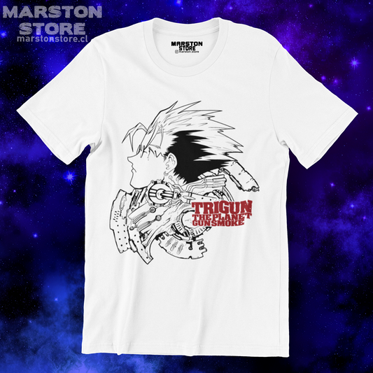 Polera blanca de Trigun con Vash the Stampede