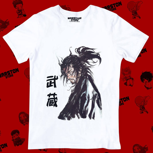 Polera blanca de Vagabond con Miyamoto Musashi