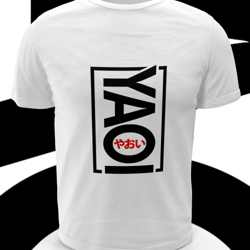 Polera blanca con diseño YAOI