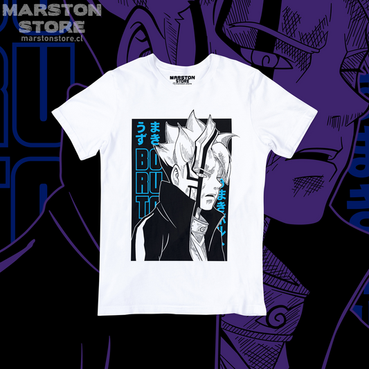 Polera blanca Boruto: Naruto Next Generations con diseño de Boruto Uzumaki