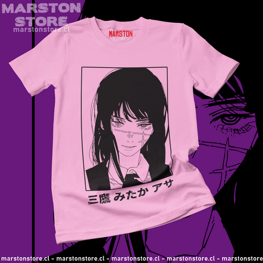 Polera Chainsaw Man con diseño de Asa Mitaka