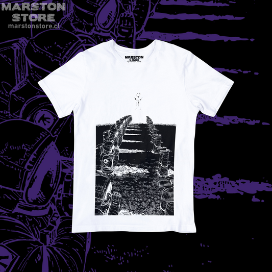 Polera blanca con diseño de Chainsaw Man