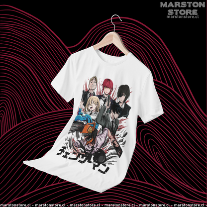 Polera Chainsaw Man con Denji, Makima, Himeno, Power, Aki Hayakawa y Kishibe