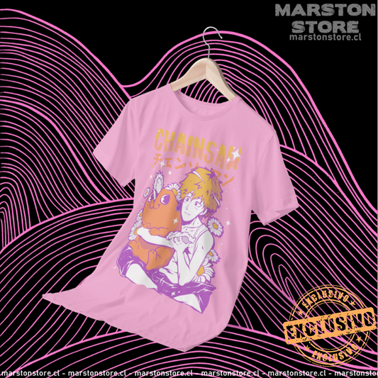 Polera Chainsaw Man con Denji y Pochita