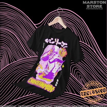 Polera negra Chainsaw Man con Denji y Pochita, versión 1