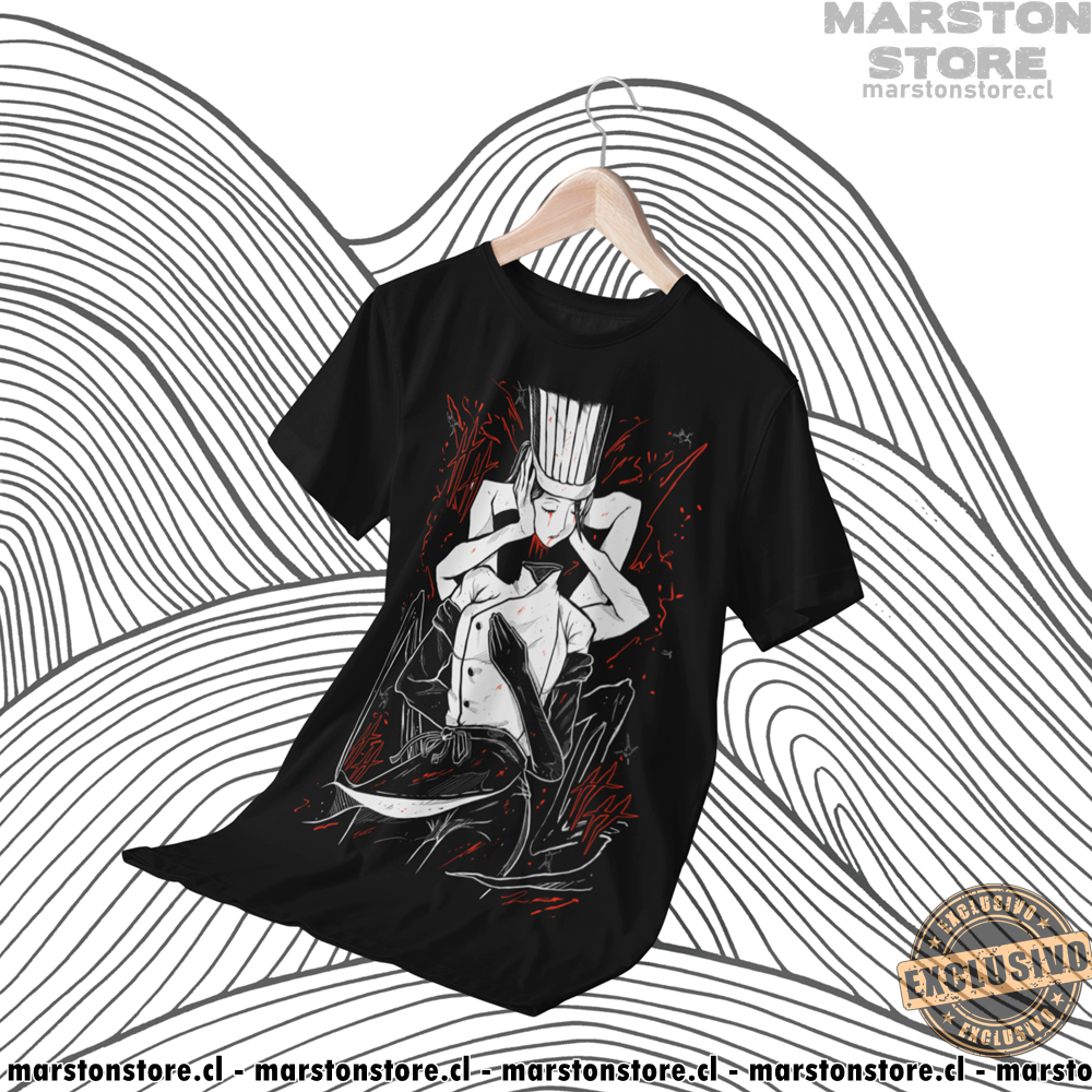 Polera negra Chainsaw Man con diseño de Falling Devil