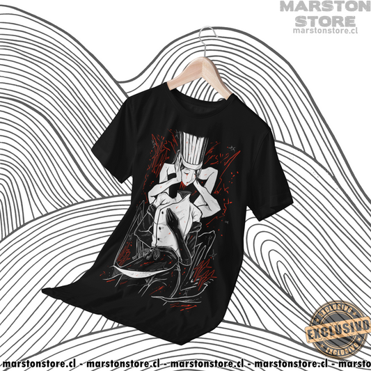 Polera negra Chainsaw Man con diseño de Falling Devil