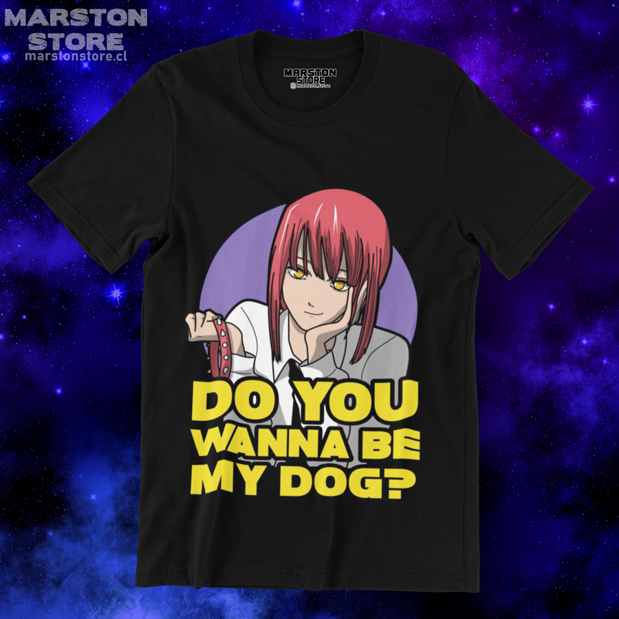 Polera negra Chainsaw Man con diseño de Makima