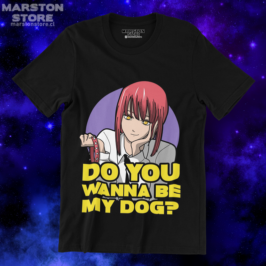 Polera negra Chainsaw Man con diseño de Makima