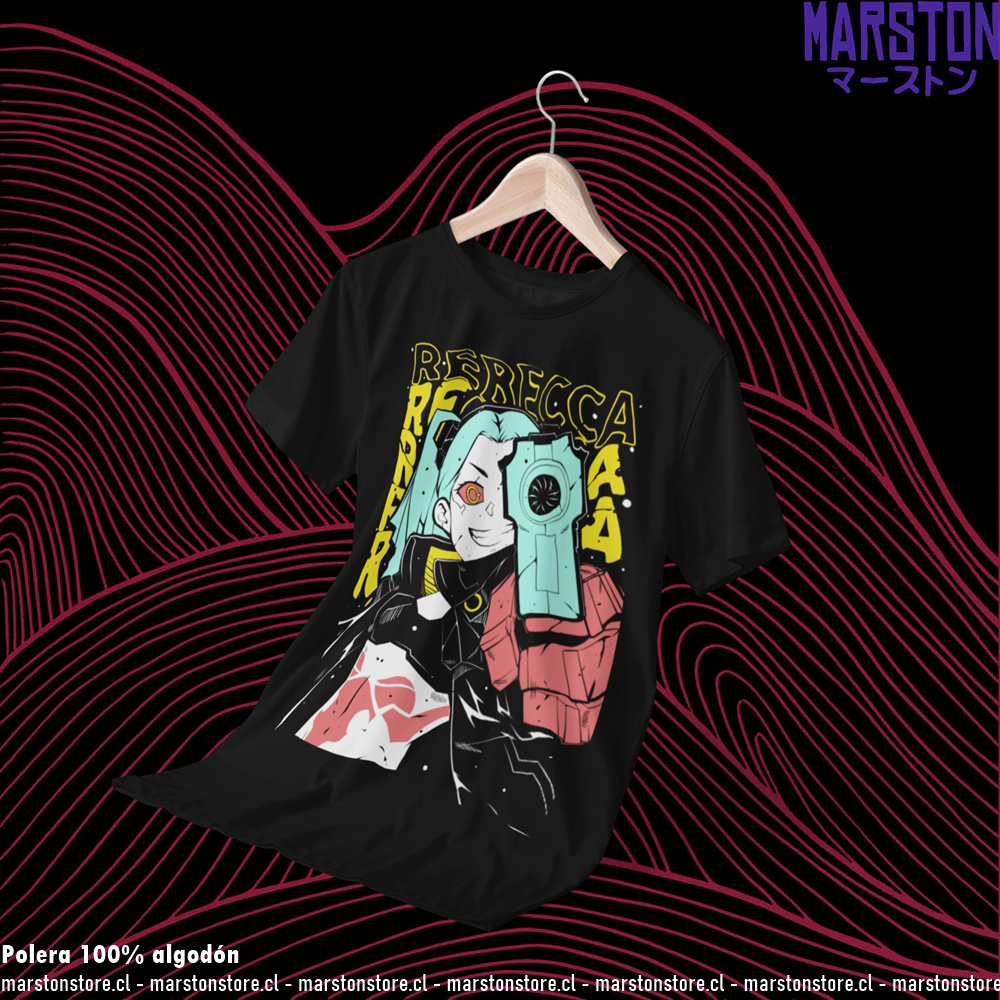 Polera negra de Cyberpunk: Edgerunners con diseño de Rebecca