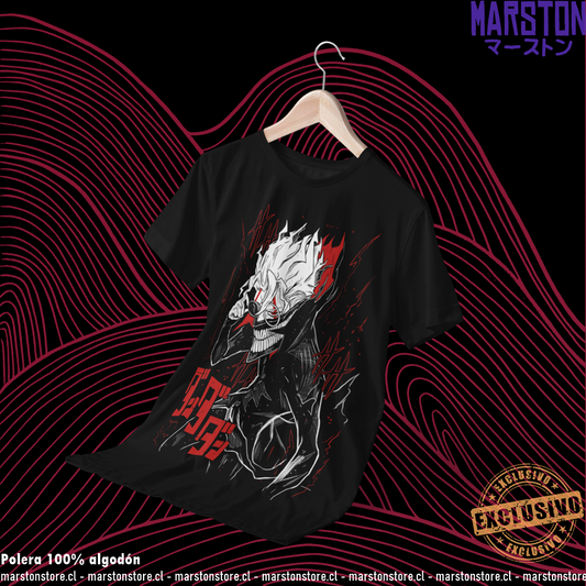 Polera negra Dandadan con diseño de Okarun