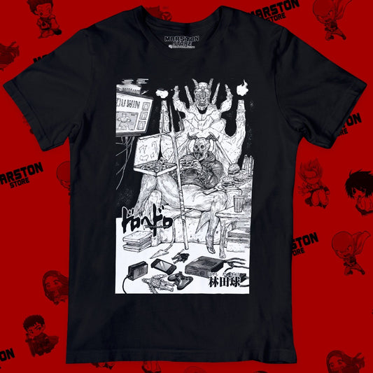 Polera negra Dorohedoro con diseño de Chidaruma