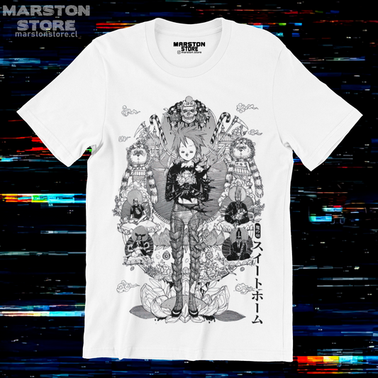 Polera blanca Dorohedoro con diseño inspirado en el anime