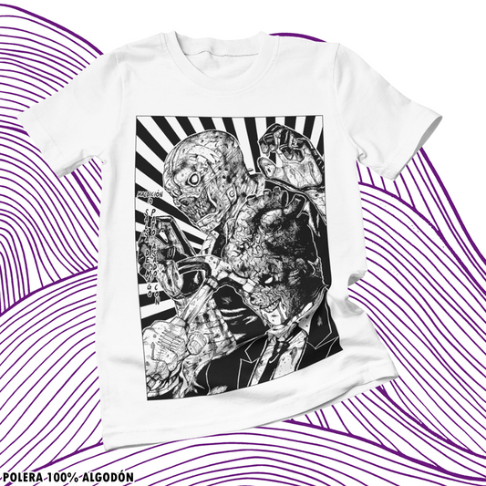 Polera blanca Dorohedoro con diseño inspirado en el anime