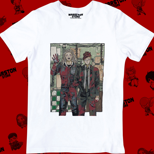 Polera blanca Dorohedoro con diseño inspirado en el anime